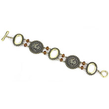 Load image into Gallery viewer, LO4221 - Antique Copper Brass Bracelet with Synthetic Synthetic Stone in Smoked Quartz