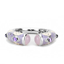 Load image into Gallery viewer, LO4268 - Rhodium Brass Bangle with Synthetic  in Rose