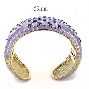 LO4271 - Gold Brass Bangle with Top Grade Crystal  in Tanzanite