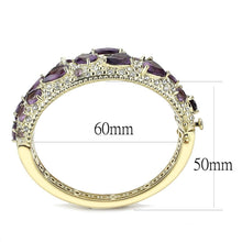 Load image into Gallery viewer, LO4281 - Gold Brass Bangle with Synthetic  in Amethyst