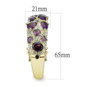 LO4281 - Gold Brass Bangle with Synthetic  in Amethyst