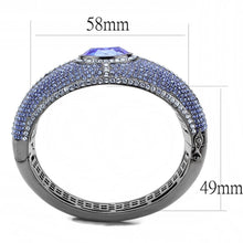 Load image into Gallery viewer, LO4283 - TIN Cobalt Black Brass Bangle with Top Grade Crystal  in Sapphire