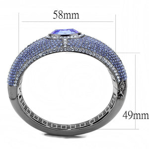 LO4283 - TIN Cobalt Black Brass Bangle with Top Grade Crystal  in Sapphire