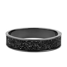Load image into Gallery viewer, LO4286 - IP Black(Ion Plating) Brass Bangle with Top Grade Crystal  in Jet