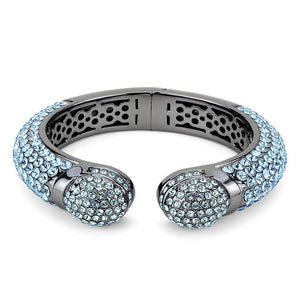 LO4289 - TIN Cobalt Black Brass Bangle with Top Grade Crystal  in Sea Blue