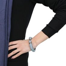 Load image into Gallery viewer, LO4289 - TIN Cobalt Black Brass Bangle with Top Grade Crystal  in Sea Blue