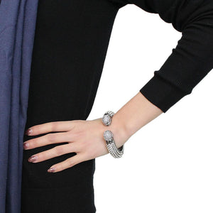 LO4291 - TIN Cobalt Black Brass Bangle with Top Grade Crystal  in Clear