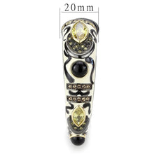 Load image into Gallery viewer, LO4298 - Gold+Hematite Brass Bangle with Synthetic Onyx in Jet