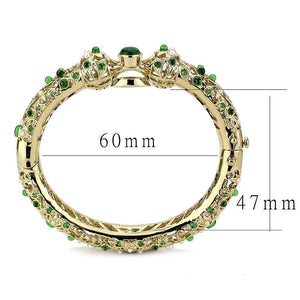LO4300 - Gold Brass Bangle with Assorted  in Emerald