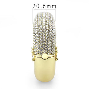 LO4301 - Flash Gold Brass Bangle with Top Grade Crystal  in Clear