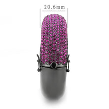 Load image into Gallery viewer, LO4303 - TIN Cobalt Black Brass Bangle with Top Grade Crystal  in Fuchsia