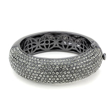 Load image into Gallery viewer, LO4304 - TIN Cobalt Black Brass Bangle with Top Grade Crystal  in Black Diamond