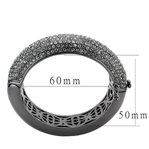 LO4304 - TIN Cobalt Black Brass Bangle with Top Grade Crystal  in Black Diamond