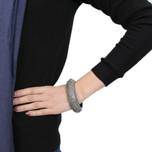 Load image into Gallery viewer, LO4304 - TIN Cobalt Black Brass Bangle with Top Grade Crystal  in Black Diamond