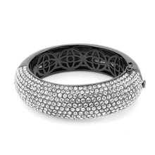 Load image into Gallery viewer, LO4308 - TIN Cobalt Black Brass Bangle with Top Grade Crystal  in Clear