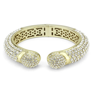 LO4311 - Flash Gold Brass Bangle with Top Grade Crystal  in Clear