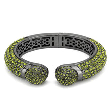 Load image into Gallery viewer, LO4314 - TIN Cobalt Black Brass Bangle with Top Grade Crystal  in Peridot