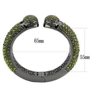 LO4314 - TIN Cobalt Black Brass Bangle with Top Grade Crystal  in Peridot