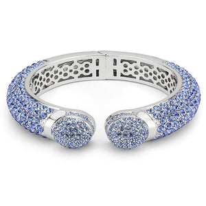 LO4315 - Rhodium Brass Bangle with Top Grade Crystal  in Light Sapphire