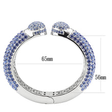 Load image into Gallery viewer, LO4315 - Rhodium Brass Bangle with Top Grade Crystal  in Light Sapphire