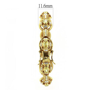 LO4335 - Gold Brass Bangle with AAA Grade CZ  in Citrine Yellow