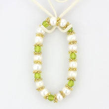 Load image into Gallery viewer, LO4656 - Antique Silver White Metal Bracelet with Synthetic Pearl in Peridot