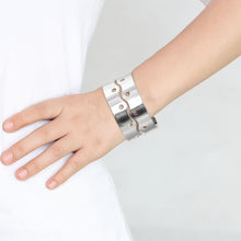 Load image into Gallery viewer, LO4660 - Matte Rhodium &amp; Rhodium Stainless Steel Bangle with No Stone