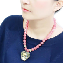 Load image into Gallery viewer, LO4662 - Antique Copper White Metal Necklace with Synthetic Synthetic Glass in Light Peach