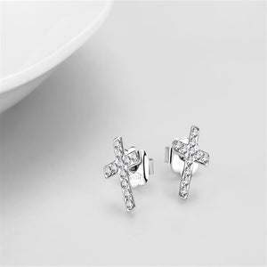 LO4665 - Silver+ e-coating Brass Earrings with Top Grade Crystal  in Clear