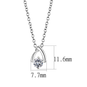 LO4692 - Silver+ e-coating Brass Chain Pendant with AAA Grade CZ  in Clear