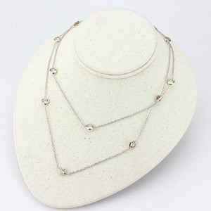 LO4703 Imitation Rhodium Brass Necklace with AAA Grade CZ in Champagne