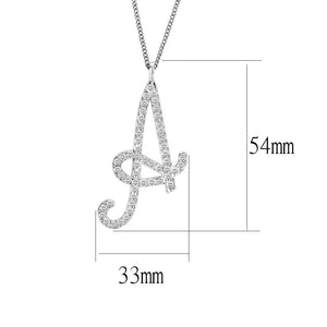 LO4707 - Silver Brass Chain Pendant with Top Grade Crystal  in Clear