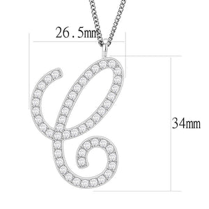 LO4708 - Imitation Rhodium Brass Chain Pendant with Top Grade Crystal  in Clear