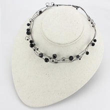 Load image into Gallery viewer, LO4714 - Ruthenium White Metal Necklace with Synthetic Synthetic Glass in Jet