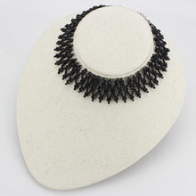 Load image into Gallery viewer, LO4715 - Rhodium Brass Necklace with Synthetic Synthetic Glass in Jet