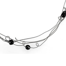 Load image into Gallery viewer, LO4719 - Ruthenium White Metal Necklace with Synthetic Synthetic Glass in Jet