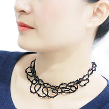 Load image into Gallery viewer, LO4721 - Rhodium Brass Necklace with Synthetic Synthetic Glass in Jet