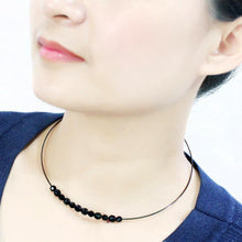 Load image into Gallery viewer, LO4725 - Ruthenium White Metal Necklace with Synthetic Synthetic Glass in Jet