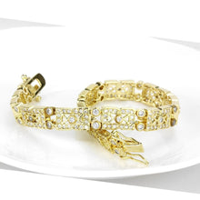 Load image into Gallery viewer, LO4735 - Gold Brass Bracelet with AAA Grade CZ  in Clear