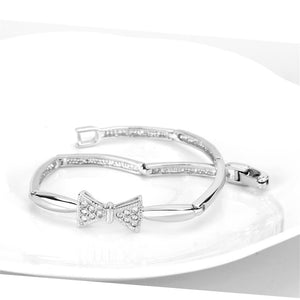 LO4742 - Rhodium Brass Bracelet with Top Grade Crystal  in Clear