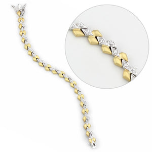 LO4743 Gold+Rhodium Brass Bracelet with AAA Grade CZ in Clear
