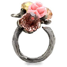 Load image into Gallery viewer, LO4745 - Antique Tone Brass Ring with Assorted in MultiColor