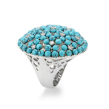 Load image into Gallery viewer, LO4750 - Rhodium Brass Ring with Top Grade Crystal in SeaBlue