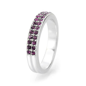 LO4752 - Rhodium Brass Ring with Top Grade Crystal in Amethyst