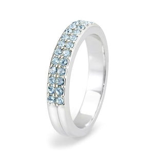 LO4753 - Rhodium Brass Ring with Top Grade Crystal in SeaBlue