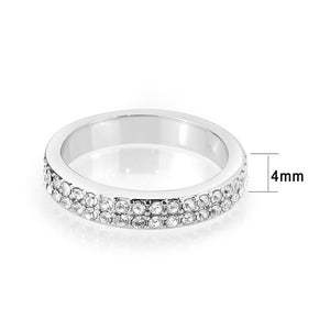 LO4754 - Rhodium Brass Ring with Top Grade Crystal in Clear