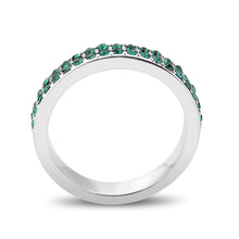 Load image into Gallery viewer, LO4755 - Rhodium Brass Ring with Top Grade Crystal in Emerald
