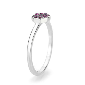LO4763 - Rhodium Brass Ring with Top Grade Crystal in Amethyst