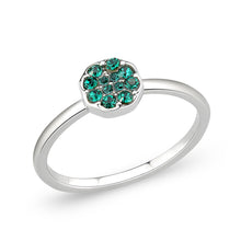 Load image into Gallery viewer, LO4765 - Rhodium Brass Ring with Top Grade Crystal in Emerald
