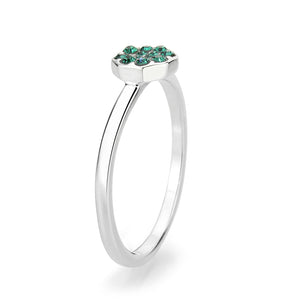 LO4765 - Rhodium Brass Ring with Top Grade Crystal in Emerald